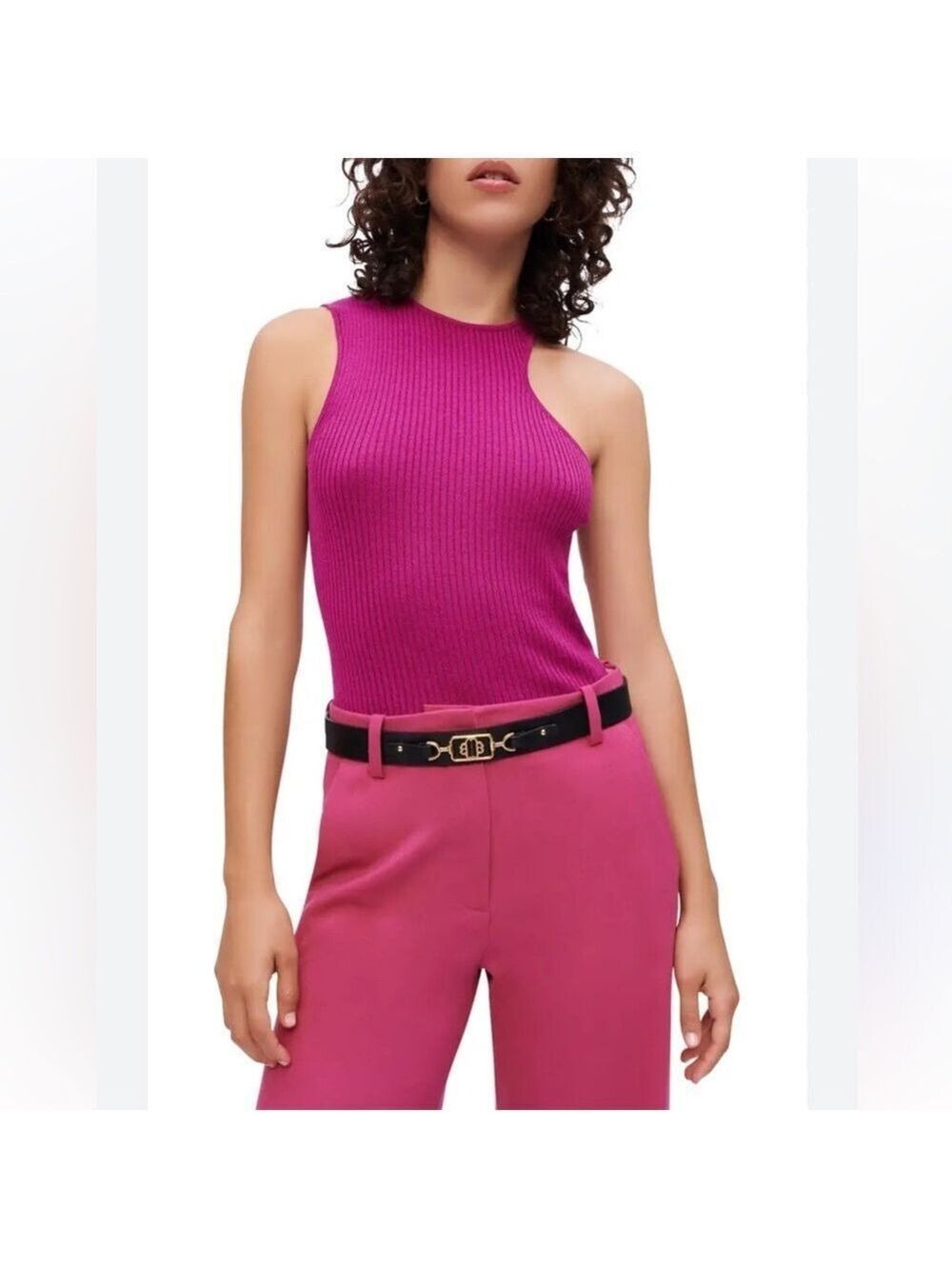 Maje Fuchsia Ribbed Halter Camisole Size 3 US 8